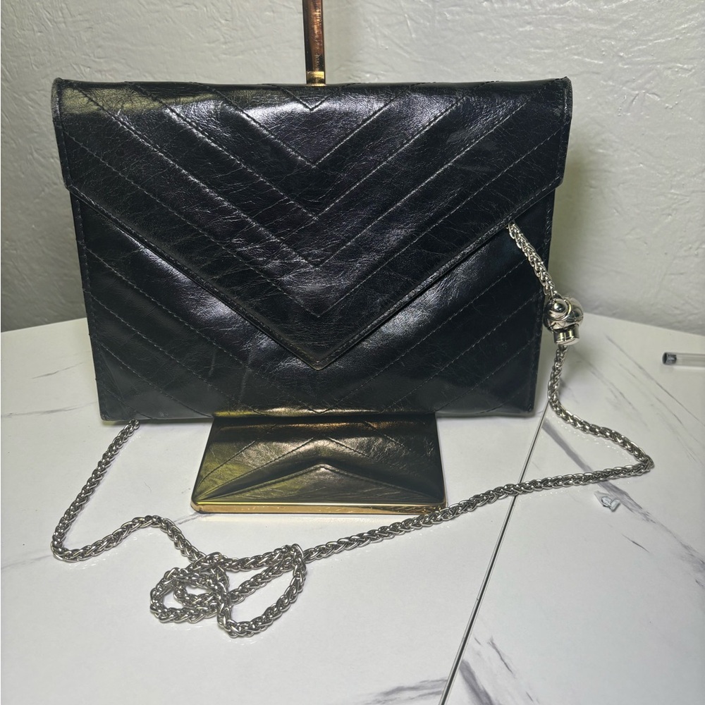 ❌SOLD❌YSL Black Crackle Leather Clutch